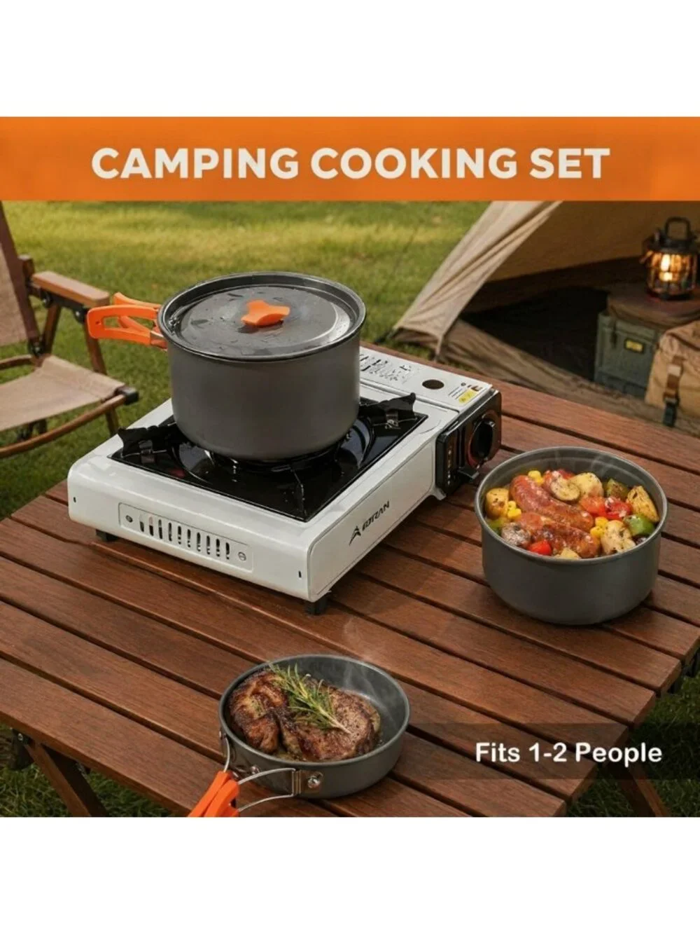 Lightweight 12-Piece Camping Cookware Set - Nonstick Pots, Pans & Utensils for
